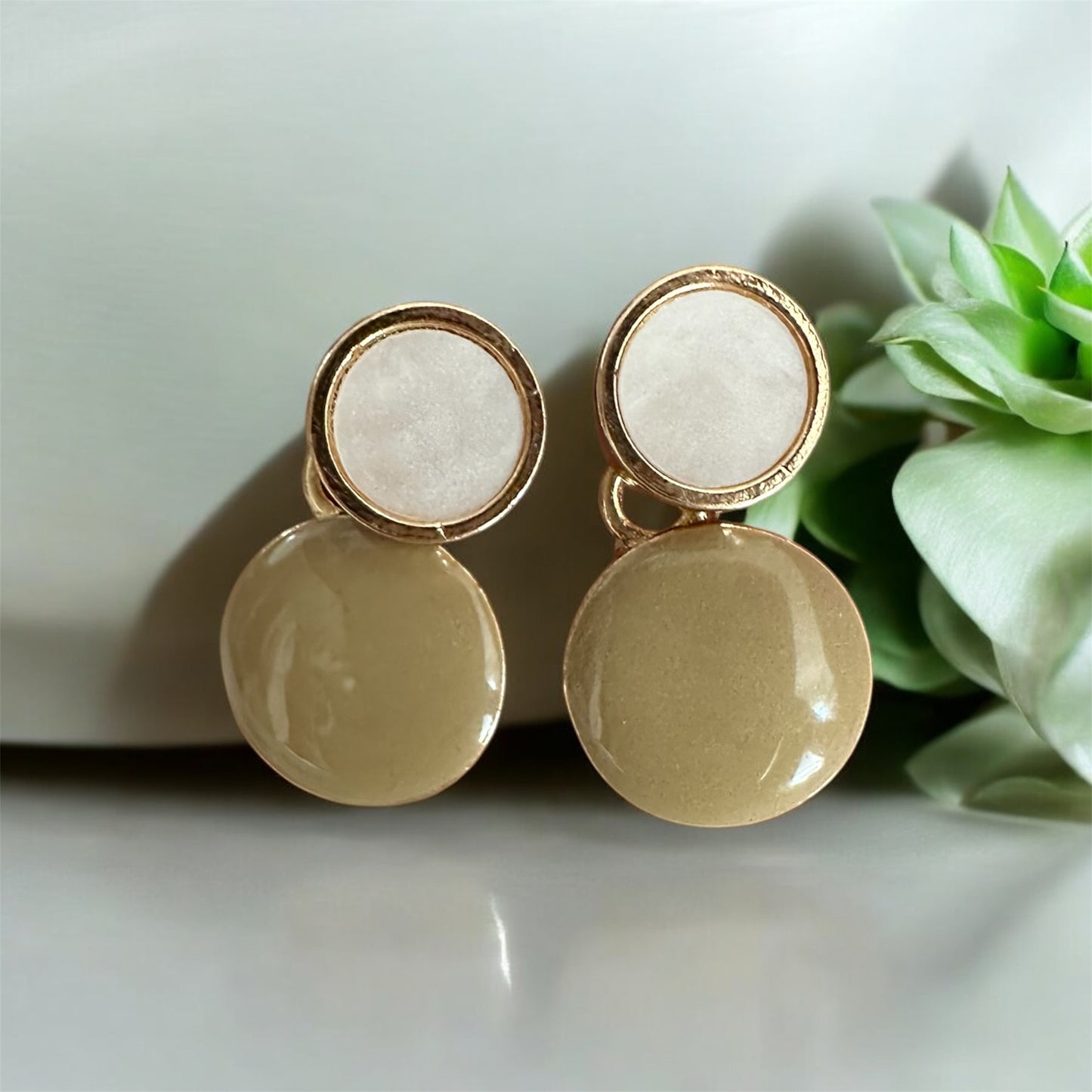 Beige Drop Earrings