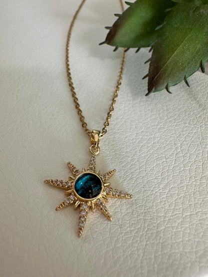 Starburst Blue Stone Necklace