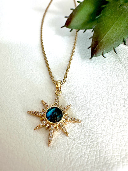 Starburst Blue Stone Necklace