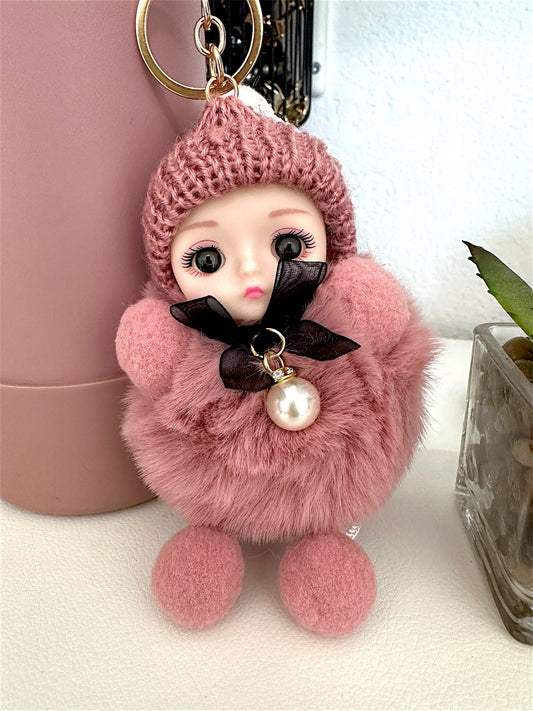 Doll Pompom Plush Key Chain