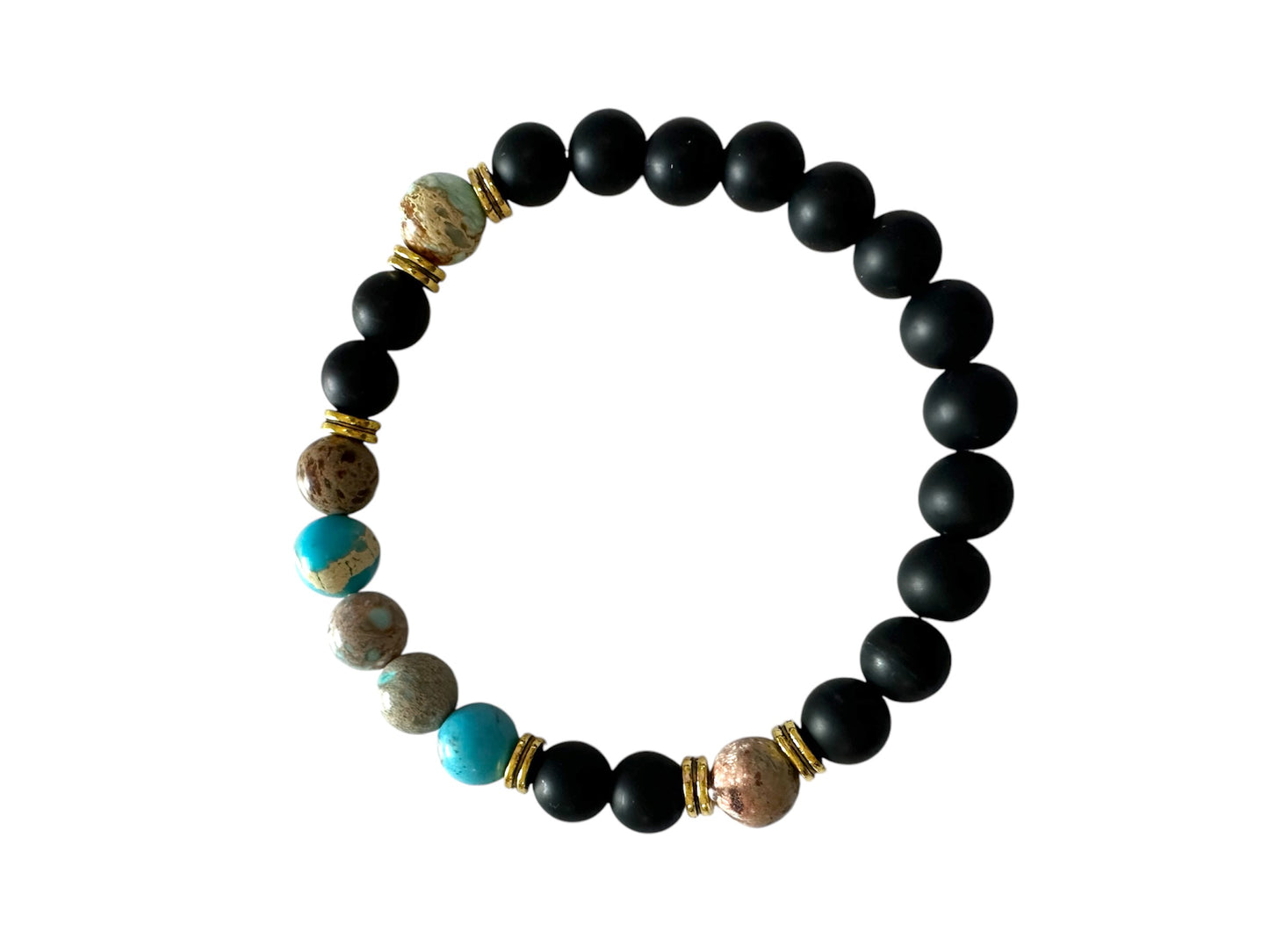 Calmness - Imperial Jasper (Blue)/Blk Obsidian Bracelet 8mm