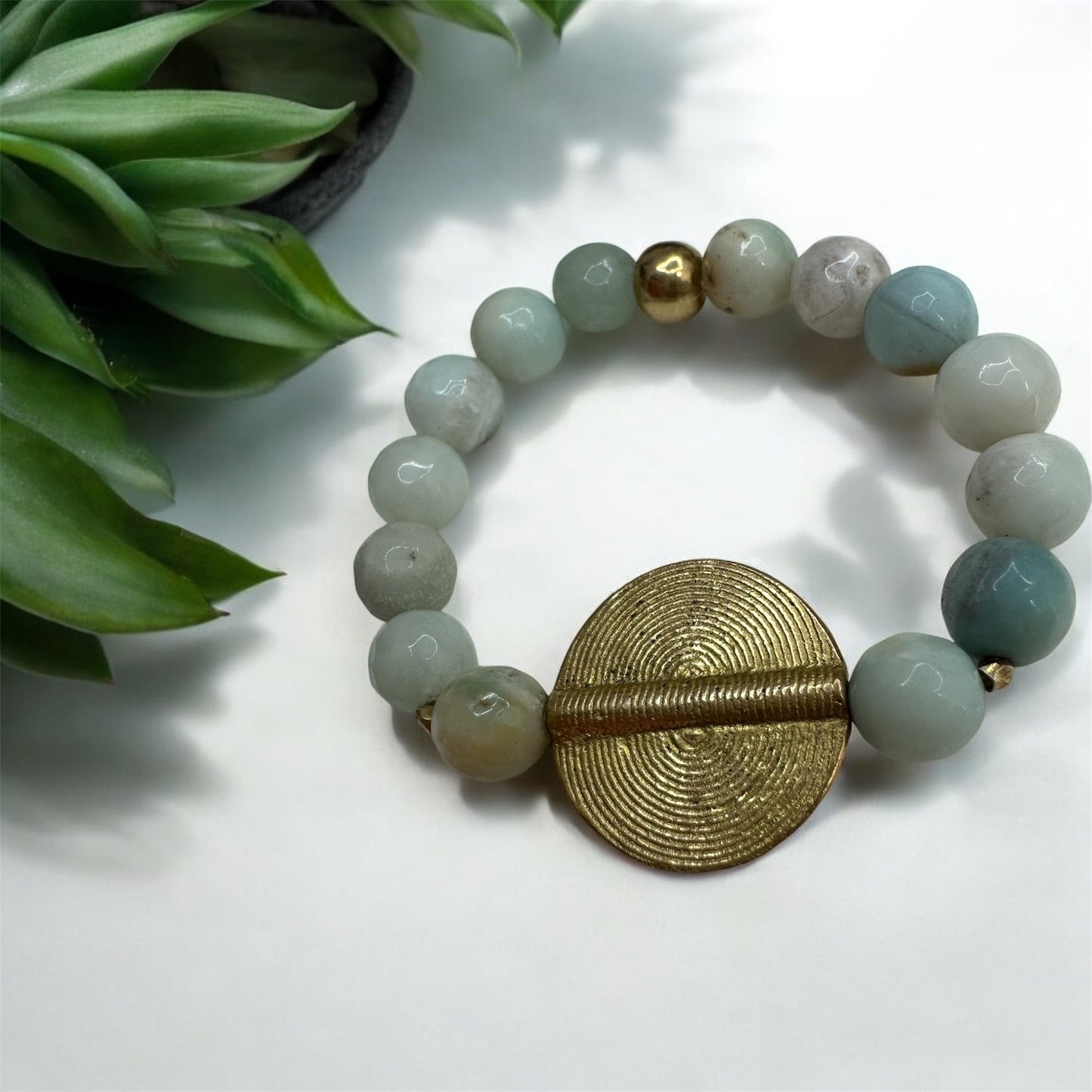 Amazonite Beaded Stone Circle Bracelet