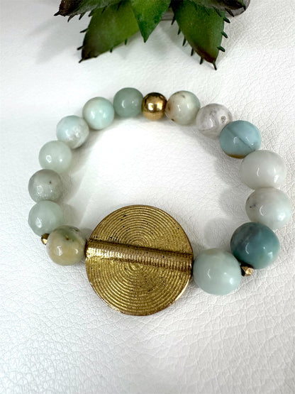 Amazonite Beaded Stone Circle Bracelet