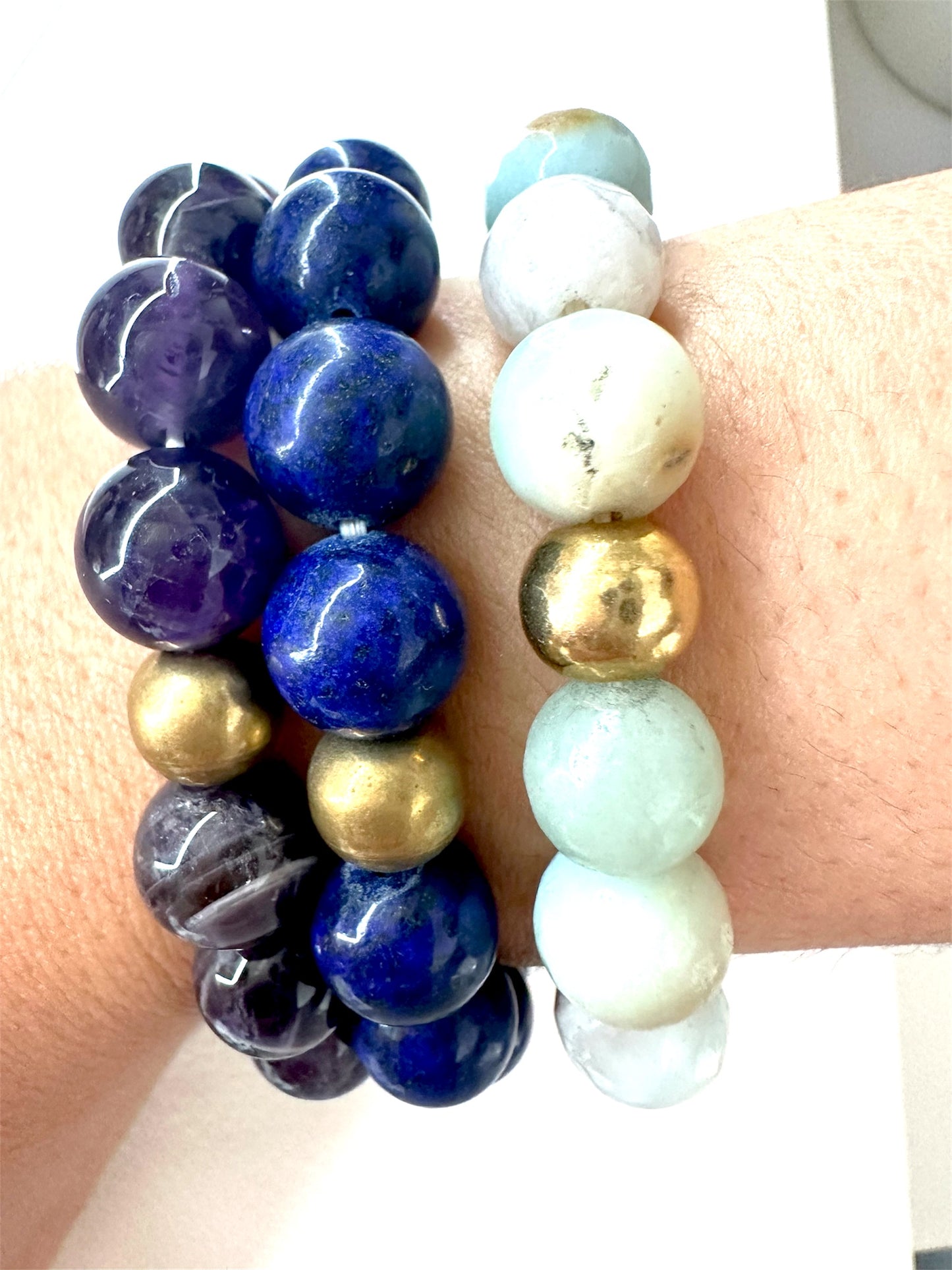 Lapis Beaded Stone Circle Bracelet