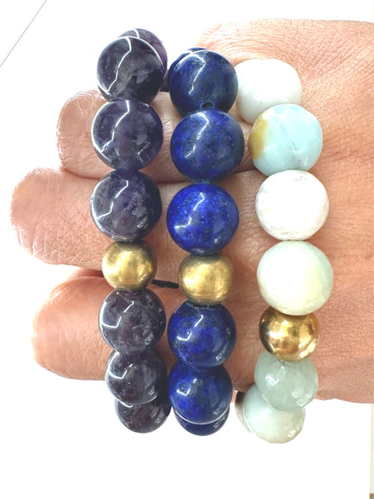 Lapis Beaded Stone Circle Bracelet