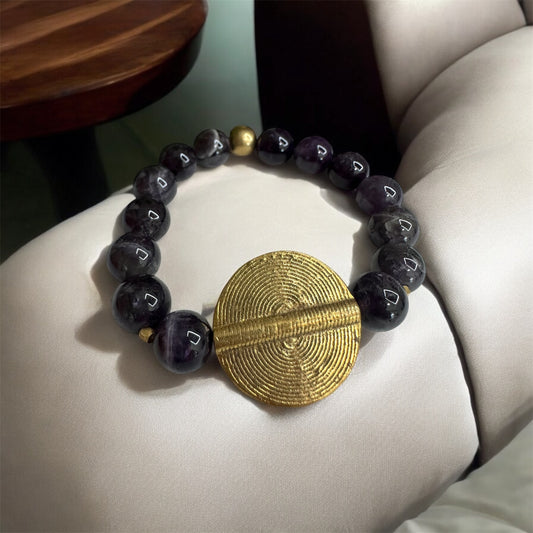 Amethyst Beaded Stone Circle Bracelet