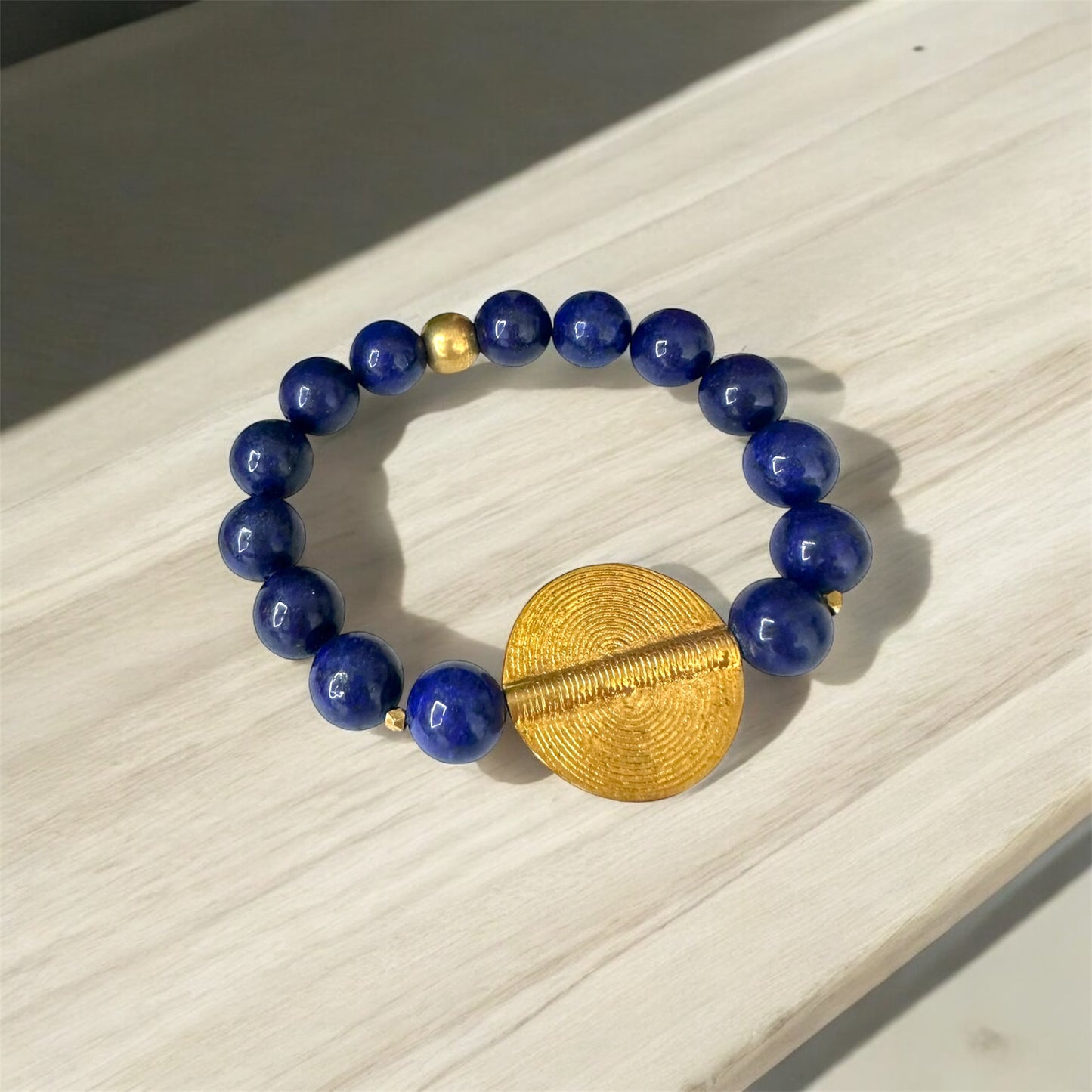 Lapis Beaded Stone Circle Bracelet