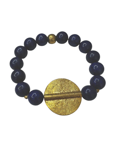 Lapis Beaded Stone Circle Bracelet