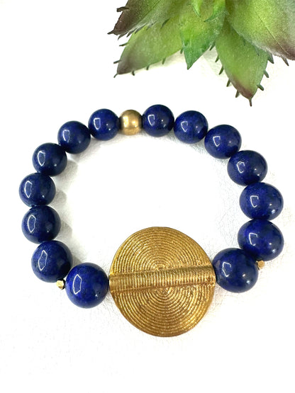 Lapis Beaded Stone Circle Bracelet