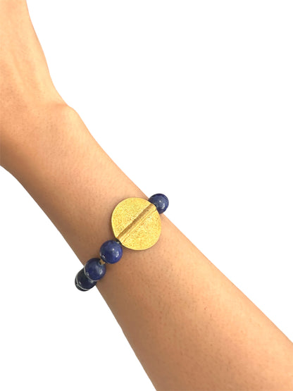 Lapis Beaded Stone Circle Bracelet