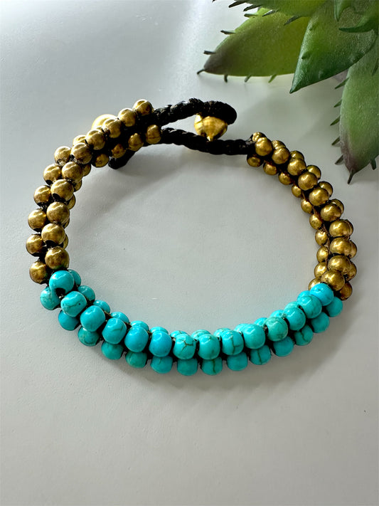 Turquoise - Stone Cluster Beaded Bracelet