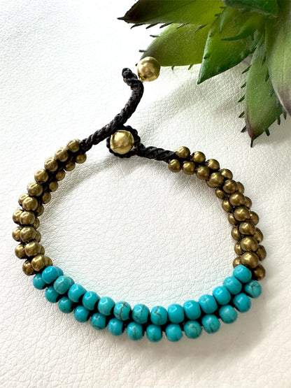 Turquoise - Stone Cluster Beaded Bracelet