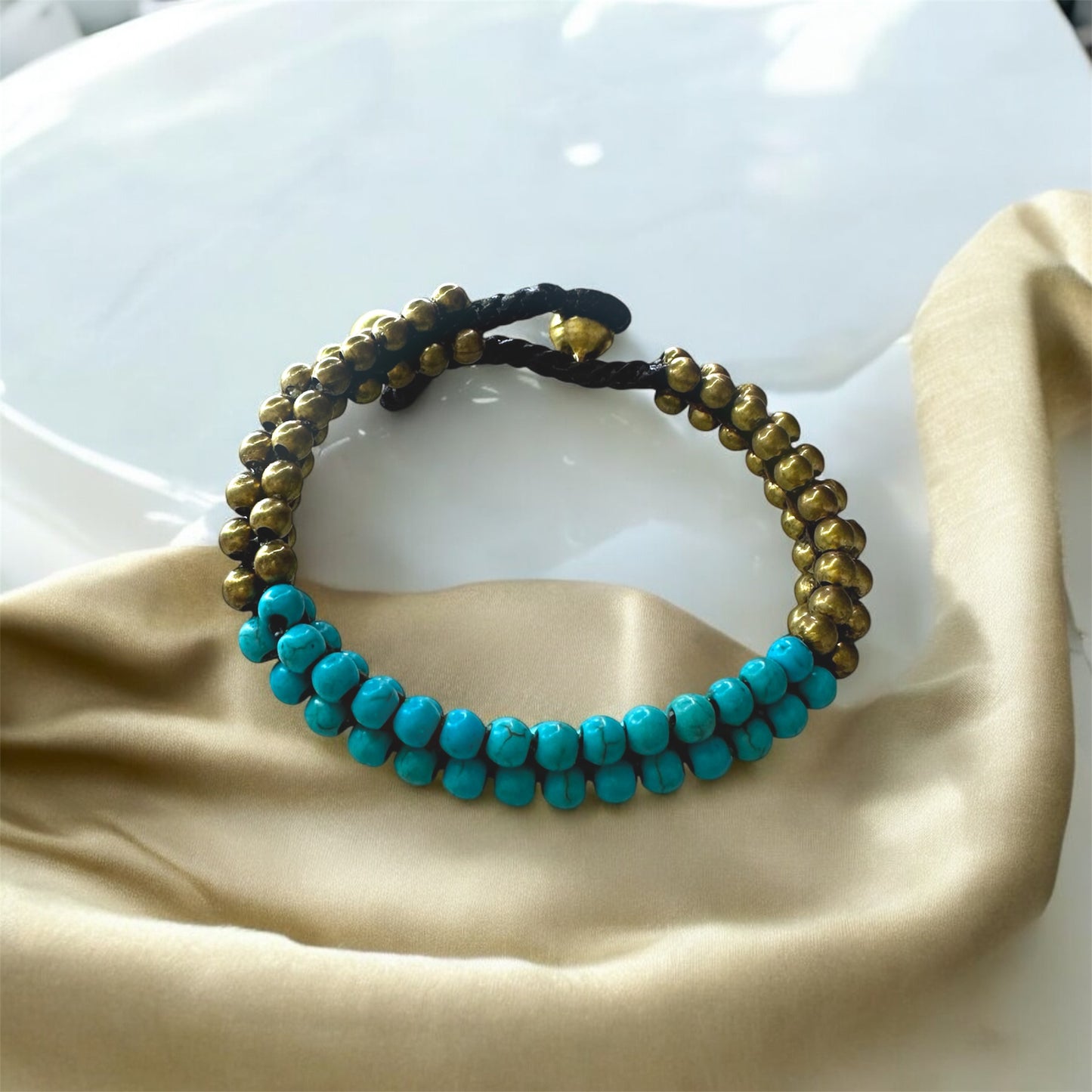 Turquoise - Stone Cluster Beaded Bracelet