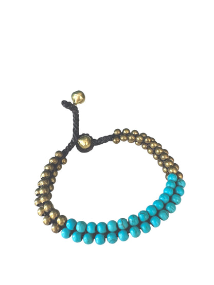 Turquoise - Stone Cluster Beaded Bracelet