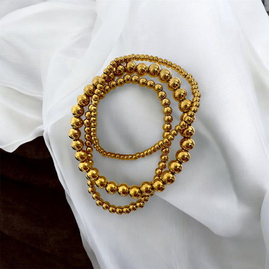 18K Gold Plated Stainless Steel Beaded Bracelet