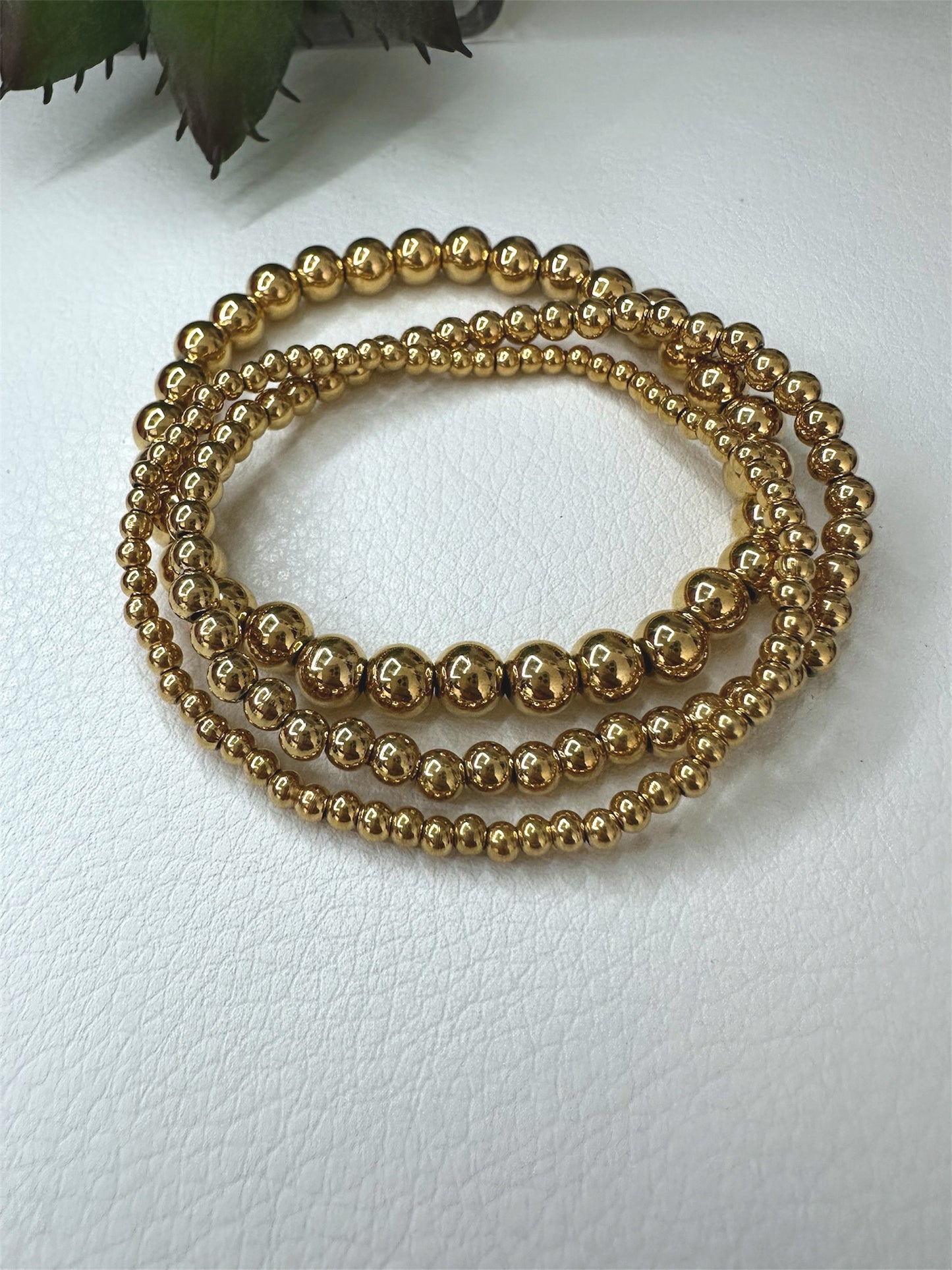 18K Gold Plated Stainless Steel Beaded Bracelet