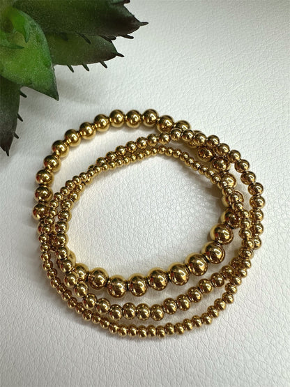 18K Gold Plated Stainless Steel Beaded Bracelet
