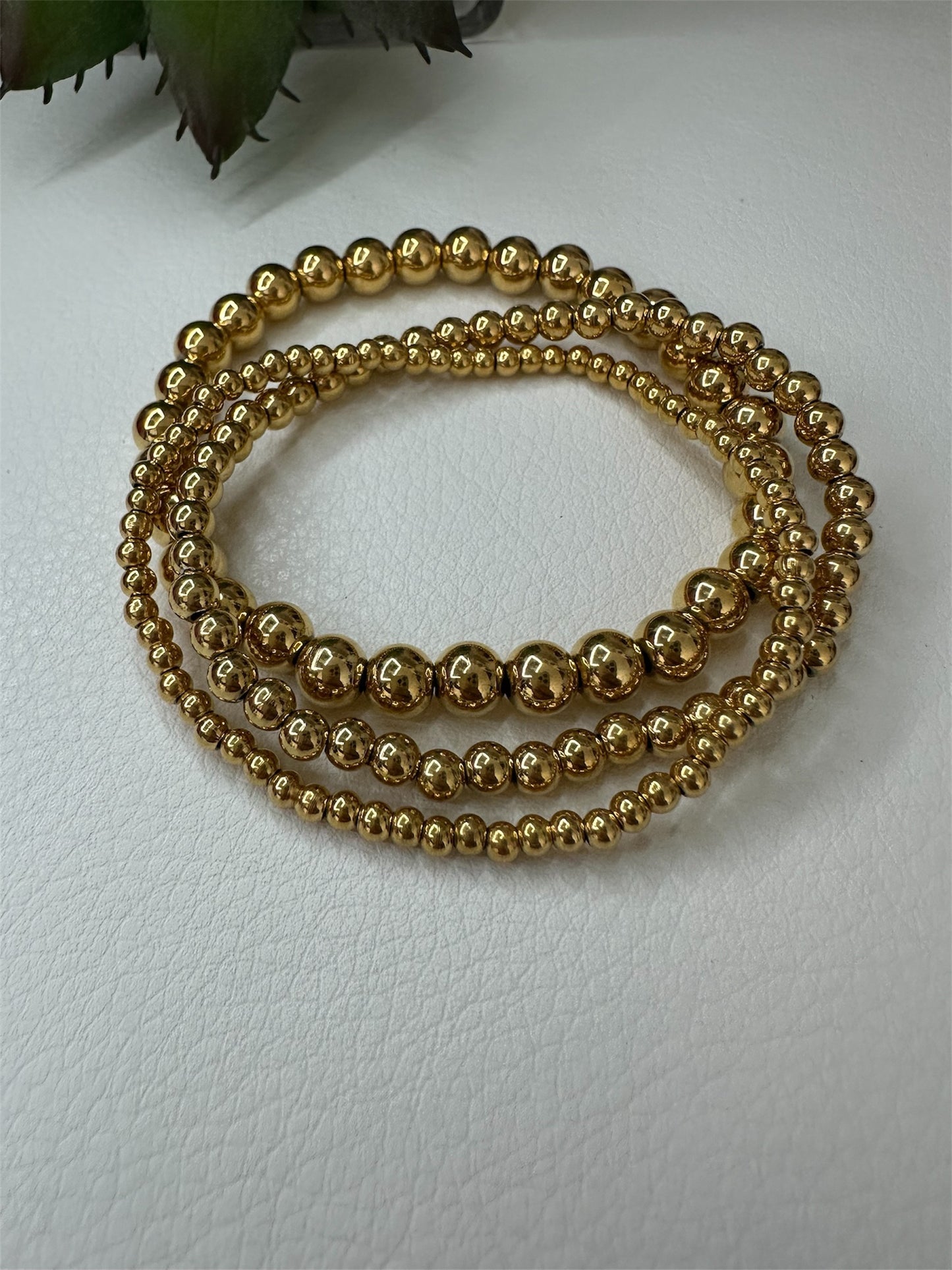18K Gold Plated Stainless Steel Beaded Bracelet
