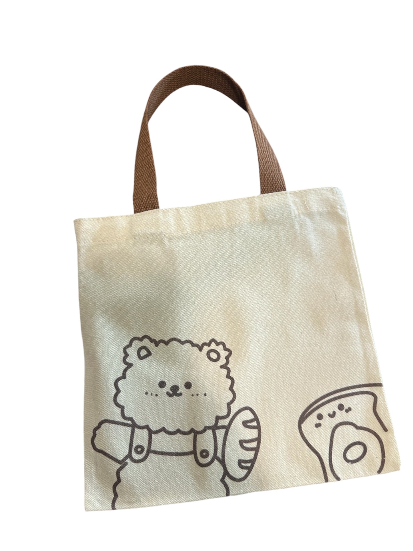 Small Tote Bag - Bear and Bread Design