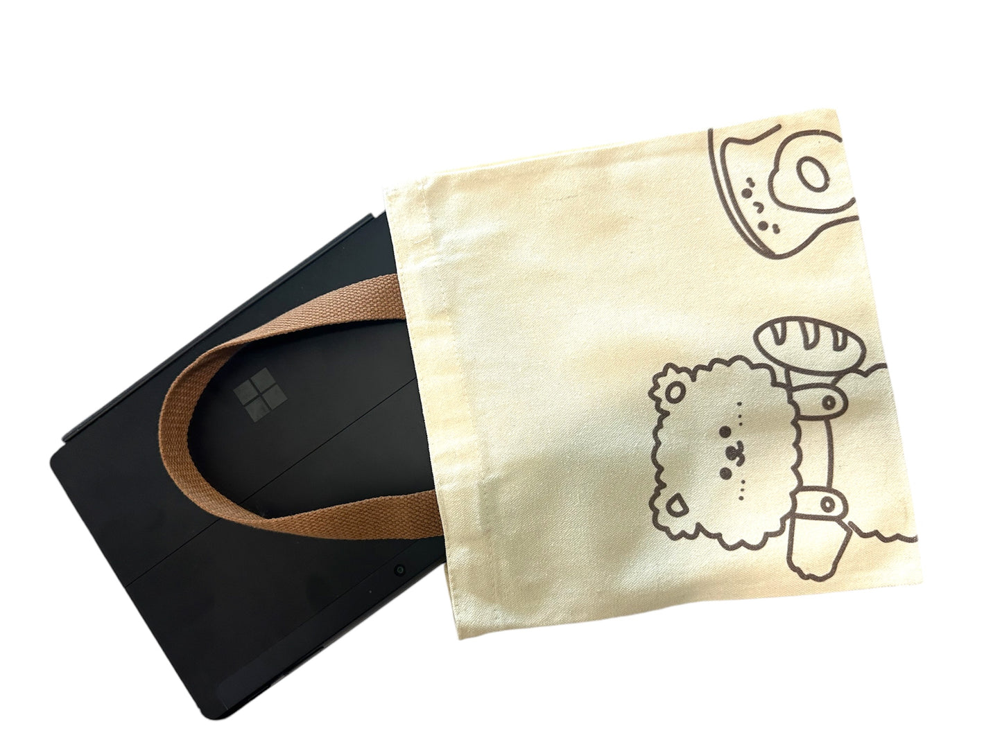 Small Tote Bag - Bear and Bread Design