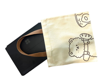 Small Tote Bag - Bear and Bread Design