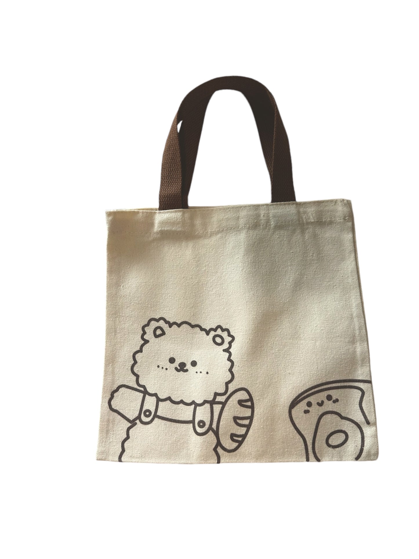 Small Tote Bag - Bear and Bread Design