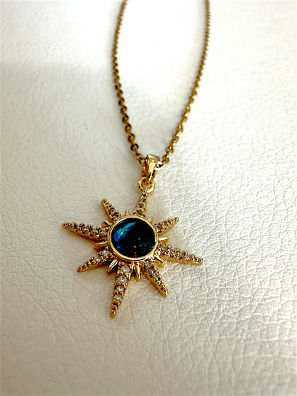 Starburst Blue Stone Necklace